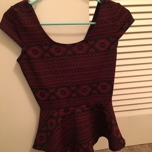 Maroon and black shirt